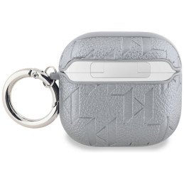 Karl Lagerfeld Monogram Karl Head dėklas, skirtas AirPods 4 ausinėms - sidabrinis