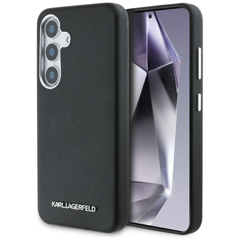 Karl Lagerfeld Saffiano pilnai įvyniojamas pailgas metalinis logotipas su MagSafe dėklu, skirtas Samsung Galaxy S25 - ju...