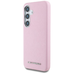 Karl Lagerfeld Saffiano pilnai įvyniojamas pailgas metalinis logotipas su MagSafe dėklu, skirtas Samsung Galaxy S25 - ro...
