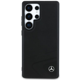 „Mercedes“ odinis horizontaliai įspaustų išlinkimų „MagSafe“ dėklas, skirtas „Samsung Galaxy S25 Ultra“ – juodas