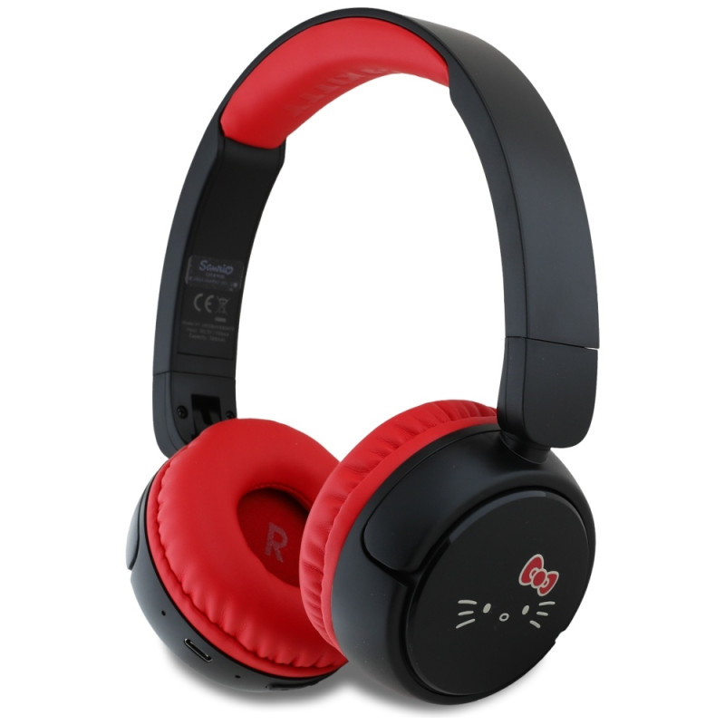 „Bluetooth“ ausinės su „Hello Kitty“ veido logotipu – raudonos