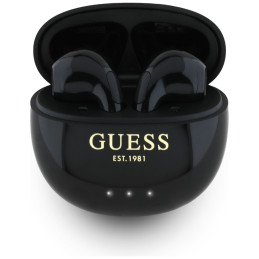 „Guess“ blizgios kiaušinio formos spausdinto klasikinio logotipo TWS ausinės - juodos