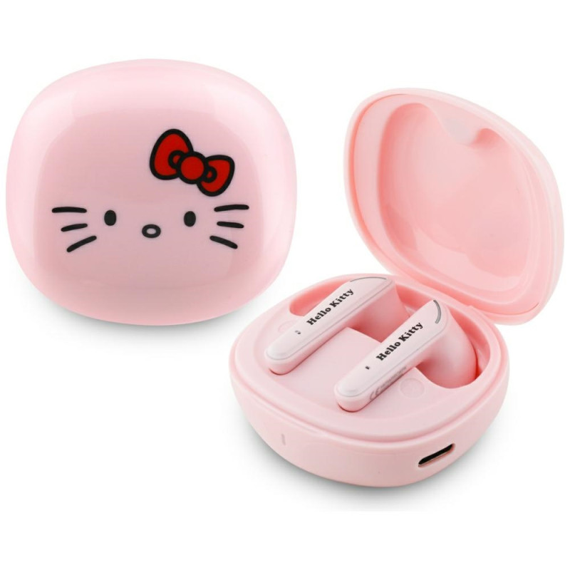 Hello Kitty TWS ausinės su blizgia apdaila – rožinės
