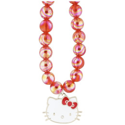 Hello Kitty Pearls Kitty pakabukas telefonui su ausinėmis - raudonas