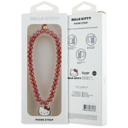Hello Kitty Pearls Kitty pakabukas telefonui su ausinėmis - raudonas