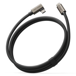 Ringkė 3.2 gen. 2x2 USB-C, PD 3.1 240W 1m kampinis kabelis - juodas