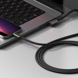 Ringkė 3.2 gen. 2x2 USB-C, PD 3.1 240W 1m kampinis kabelis - juodas
