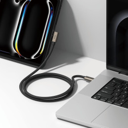 Ringkė 3.2 gen. 2x2 USB-C, PD 3.1 240W 1m kampinis kabelis - juodas