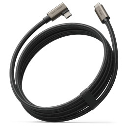 Ringkė 3.2 gen. 2x2 USB-C, PD 3.1 240W 2 m kampinis kabelis - juodas