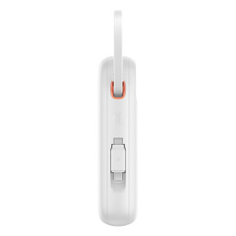 „Baseus QPow 2“ 20000mAh 30W išorinė baterija su 2 integruotais USB-C laidais – balta