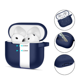 „Tech-Protect“ silikoninis dėklas su kabliuku, skirtas „AirPods 4“ – tamsiai mėlynas