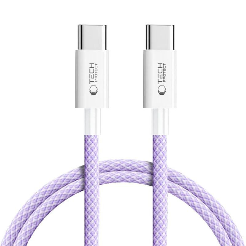 „Tech-Protect Ultraboost Lite“ USB-C PD60W/ 3A laidas 1 m – violetinis
