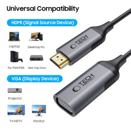 „Tech-Protect UltraBoost“ HDMI / VGA FULL HD 60 Hz adapteris – juodas