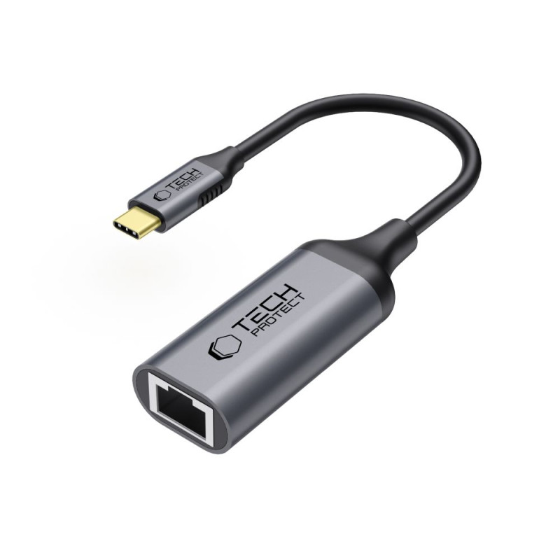 „Tech-Protect UltraBoost“ USB-C į Ethernet RJ45 1000 Mbps adapteris – juodas
