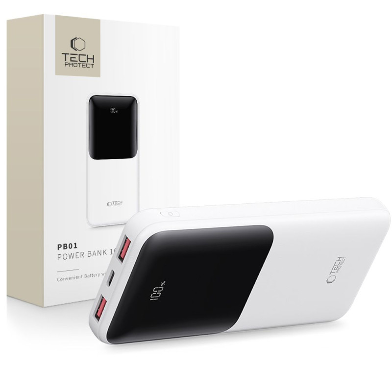 Išorinė baterija „Tech-Protect PB01“ 10000mAh 22,5W - balta