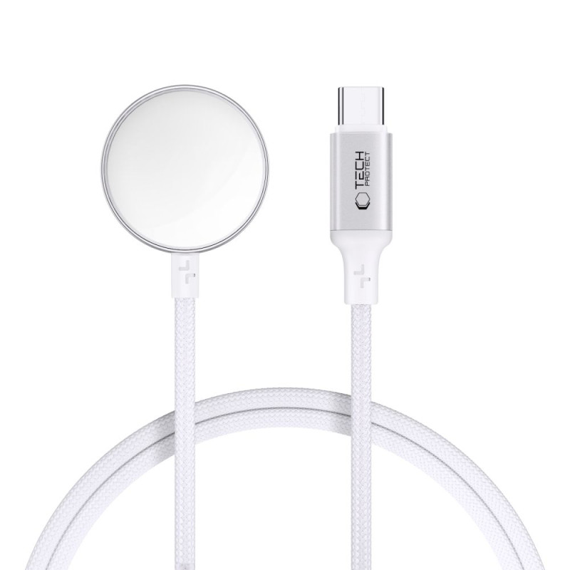 „Tech-Protect UltraBoost“ USB-C indukcinis įkroviklis, skirtas „Apple Watch“, 1 m – baltas