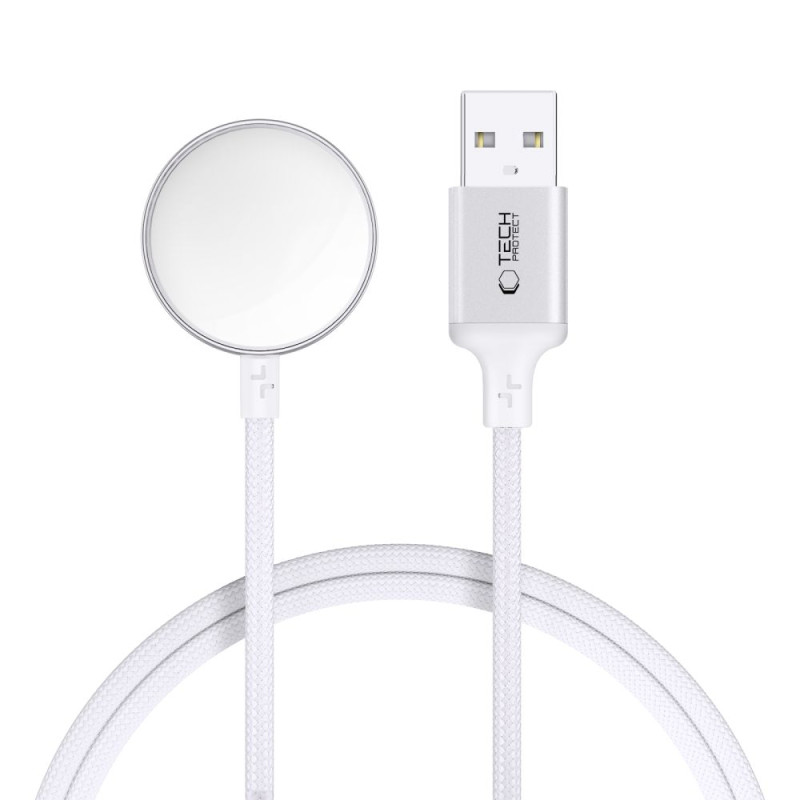 „Tech-Protect UltraBoost“ USB-A indukcinis įkroviklis „Apple Watch“ laikrodžiui, 1 m – baltas