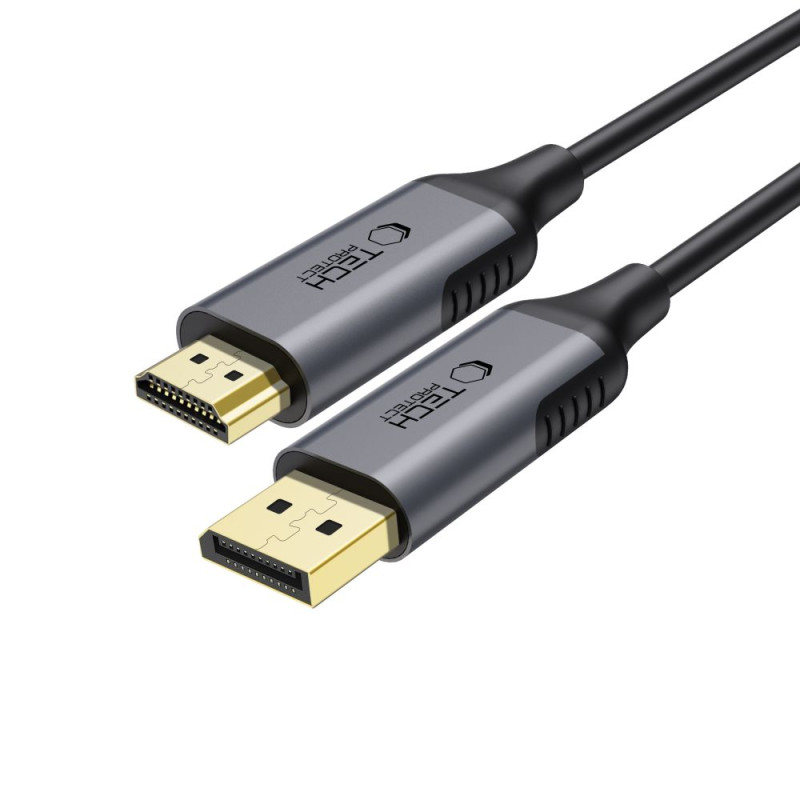 „Tech-Protect UltraBoost DisplayPort / HDMI 2.0“ kabelis, 4K 60Hz, 2 m, juodas