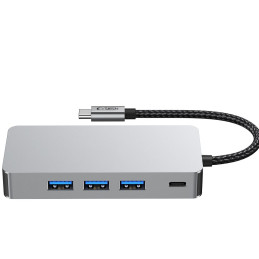 „Tech-Protect HB05“ šakotuvas 9in1 USB-C + USB2.0 + USB3.0 + HDMI 4K 60Hz + SD / TF + PD100W + RJ45 adapteris - pilkas