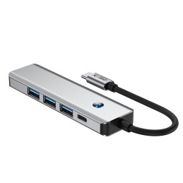 „Tech-Protect HB01“ šakotuvo adapteris 5in1 USB-C + USB3.0 + HDMI 4K 60Hz + PD100W - pilkas