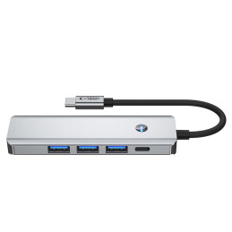 „Tech-Protect HB01“ šakotuvo adapteris 5in1 USB-C + USB3.0 + HDMI 4K 60Hz + PD100W - pilkas