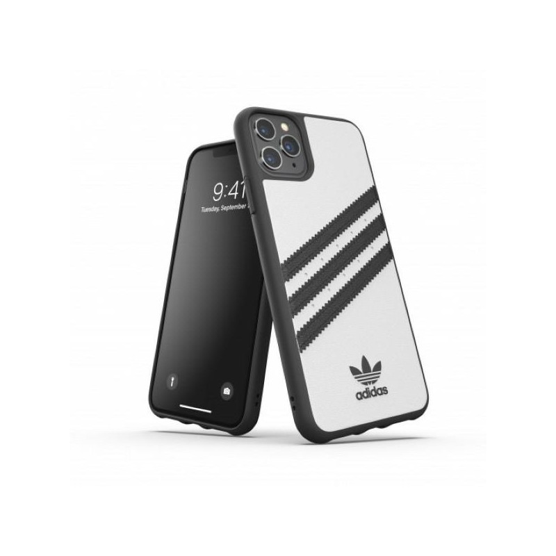 „Adidas“ lieto PU dėklas, skirtas „iPhone 11 Pro Max“ – baltas ir juodas