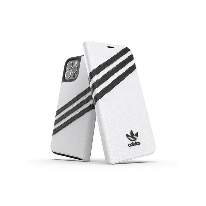 „Adidas OR Booklet PU“ dėklas, skirtas „iPhone 12 / 12 Pro 6.1“ – baltas ir juodas