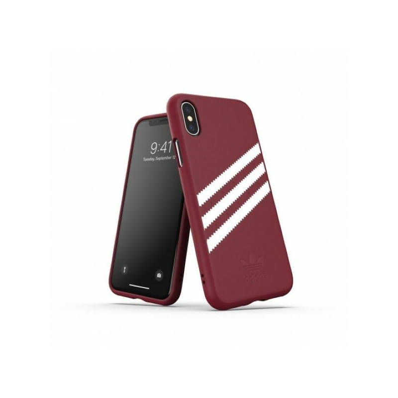 „Adidas OR“ liejamas PU zomšos dėklas, skirtas „iPhone X / XS“ – bordo spalvos