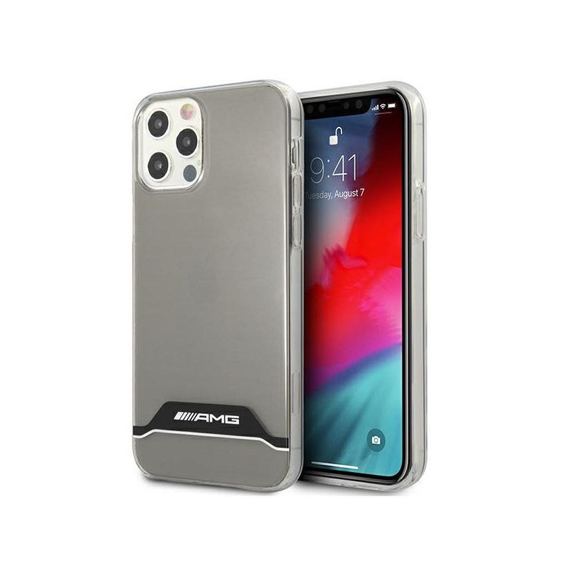 AMG Electroplate juodai baltas iPhone 12 / 12 Pro dėklas - permatomas
