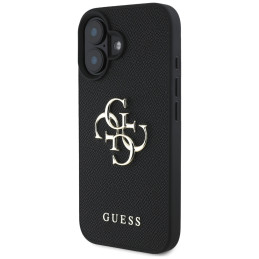 „Guess Grained Big 4G Logo Small Classic“ dėklas su logotipu, skirtas iPhone 16 - juodas