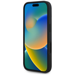 „Guess Grained Big 4G Logo Small Classic“ dėklas su logotipu, skirtas iPhone 16 - juodas