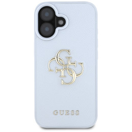 „Guess Grained Big 4G Logo Small Classic“ dėklas su logotipu, skirtas iPhone 16 – mėlynas