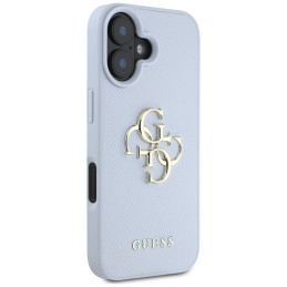 „Guess Grained Big 4G Logo Small Classic“ dėklas su logotipu, skirtas iPhone 16 – mėlynas