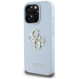 „Guess Grained Big 4G Logo Small Classic“ dėklas su logotipu, skirtas „iPhone 16 Pro Max“ – mėlynas