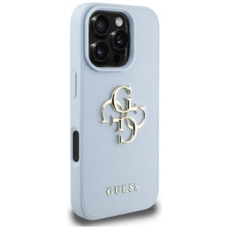 „Guess Grained Big 4G Logo Small Classic“ dėklas su logotipu, skirtas „iPhone 16 Pro Max“ – mėlynas