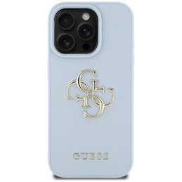 „Guess Grained Big 4G Logo Small Classic“ dėklas su logotipu, skirtas „iPhone 16 Pro“ – mėlynas