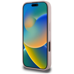 „Guess“ grūdėtas didelis 4G logotipas mažas klasikinis logotipas iPhone 16 Pro dėklas – rožinis