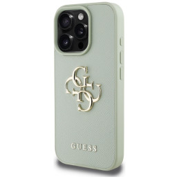 „Guess Grained Big 4G Logo Small Classic“ dėklas su logotipu, skirtas „iPhone 16 Pro“ – žalias