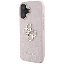 „Guess Grained Big 4G Logo Small Classic“ dėklas su logotipu, skirtas iPhone 16 – rožinis