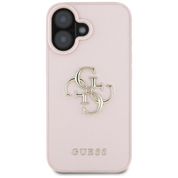 „Guess Grained Big 4G Logo Small Classic“ dėklas su logotipu, skirtas iPhone 16 – rožinis