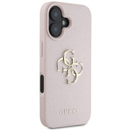 „Guess Grained Big 4G Logo Small Classic“ dėklas su logotipu, skirtas iPhone 16 – rožinis