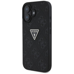 „Guess Hot Stamp 4G Pattern Triangle“ metalinis dėklas iPhone 16 telefonui – juodas