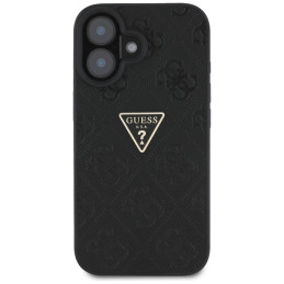 „Guess Hot Stamp 4G Pattern Triangle“ metalinis dėklas iPhone 16 telefonui – juodas
