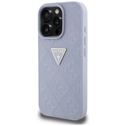 iPhone 16 Pro dėklas „Guess Hot Stamp 4G Pattern Triangle Metal Logo“ – violetinis