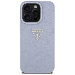 iPhone 16 Pro dėklas „Guess Hot Stamp 4G Pattern Triangle Metal Logo“ – violetinis