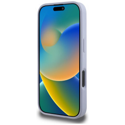 iPhone 16 Pro Max dėklas „Guess Hot Stamp 4G Pattern Triangle Metal Logo“ – violetinis