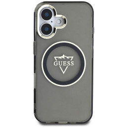 „Guess IML Metal Mountain Logo MagSafe“ dėklas, skirtas „iPhone 16“ – juodas