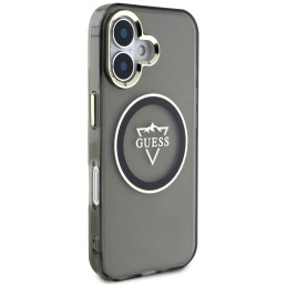 „Guess IML Metal Mountain Logo MagSafe“ dėklas, skirtas „iPhone 16“ – juodas