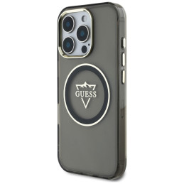„Guess IML Metal Mountain Logo MagSafe iPhone 16 Pro“ dėklas – juodas