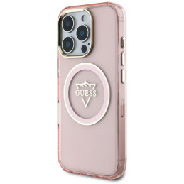 „Guess IML Metal Mountain Logo MagSafe iPhone 16 Pro Max“ dėklas – rožinis